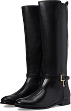 Lauren Ralph Lauren Women's Blayke Buckled Riding Boots  Color Black Size 5.5M