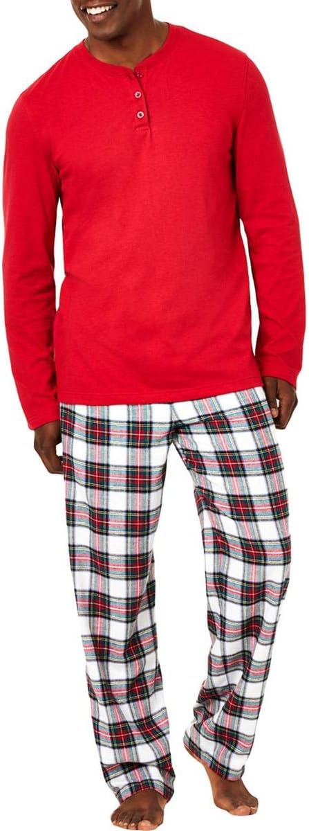 Family Pajamas Men's Big Tall Knit Mix It Pajamas Set  Color Stewart Plaid Size 1XB
