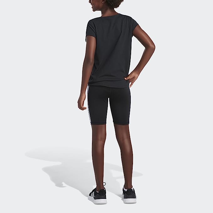 adidas Girls Aeroready Detached Waistband 3 Stripe Bike Short  Color Black Size L (14-16)