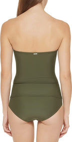 DKNY Bandeau Bow Tankini Top  Color Moss Green Size M