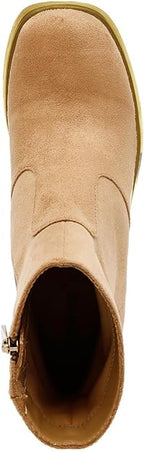 Anne Klein Women's Sierra Faux Suede Platform Ankle Boots  Color Dark Natural Size 8M