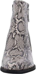 ZODIAC Women's Ramona Snake Print Leather Booties  Color Black/White Size 9M