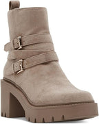 Madden Girl Women's Pike Moto Buckle Lug Sole Booties  Sand Size 9