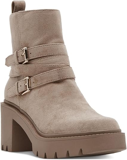 Madden Girl Women's Pike Moto Buckle Lug Sole Booties  Sand Size 9