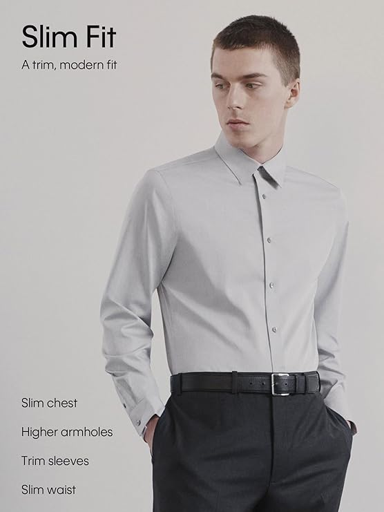 Calvin Klein Men's Steel+ Regular Non-Iron Stretch Performance Dress Shirt  Blue 15.5 34/35