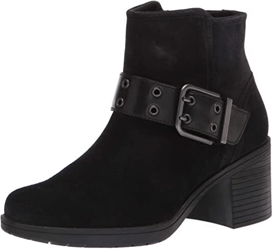 Clarks Women's Hollis Star Ankle Boot  Color Black Suede Size 5M