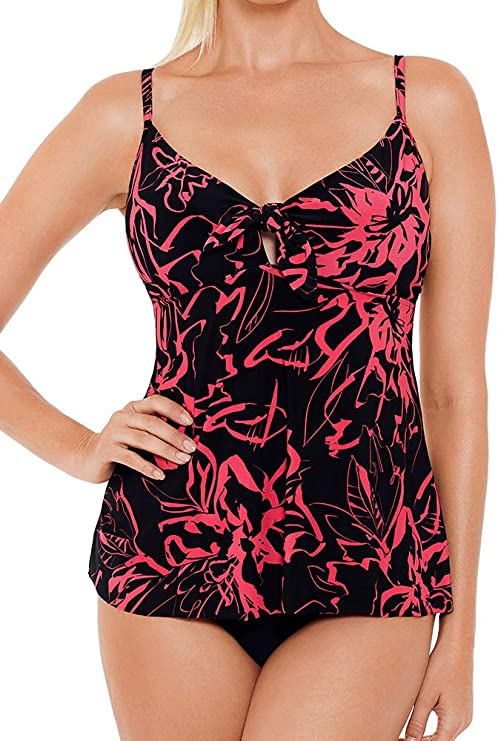 Magicsuit Alison Tankini Top  Color Black/Coral Size 8