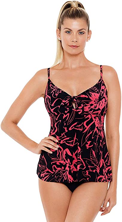 Magicsuit Alison Tankini Top  Color Black/Coral Size 8