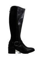 Marc Fisher Women's Risa Block-Heel Leather Boots  Color Black Size 5.5M