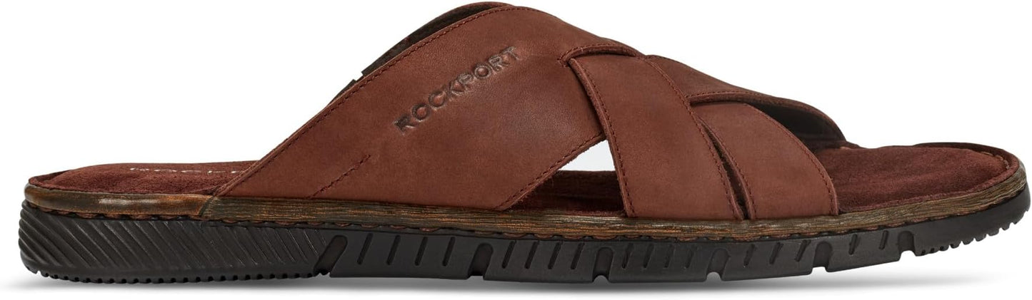 Rockport Men's Jaya Slip-On Casual Sandal  Dark Natural Leather Size 11