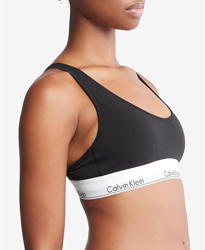 Calvin Klein Modern Cotton Lightly Lined Scoopneck Bralette  Black Size L