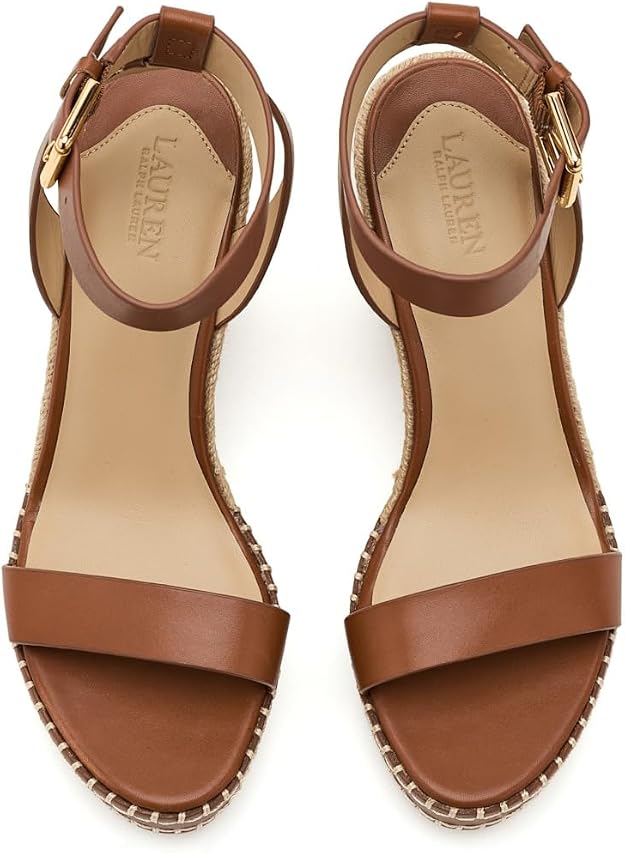 Lauren Ralph Lauren Women's Hilarie Espadrille Platform Wedge Sandals  Lauren Tan Size 8
