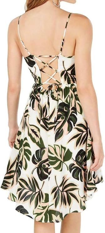 Teeze Me Juniors Palm Printed High-Low Halter A-Line Dress Color Green Size 3