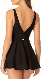 Anne Cole Women's Standard Plunge One Piece Swimdress  Color Navy Blue Size 10