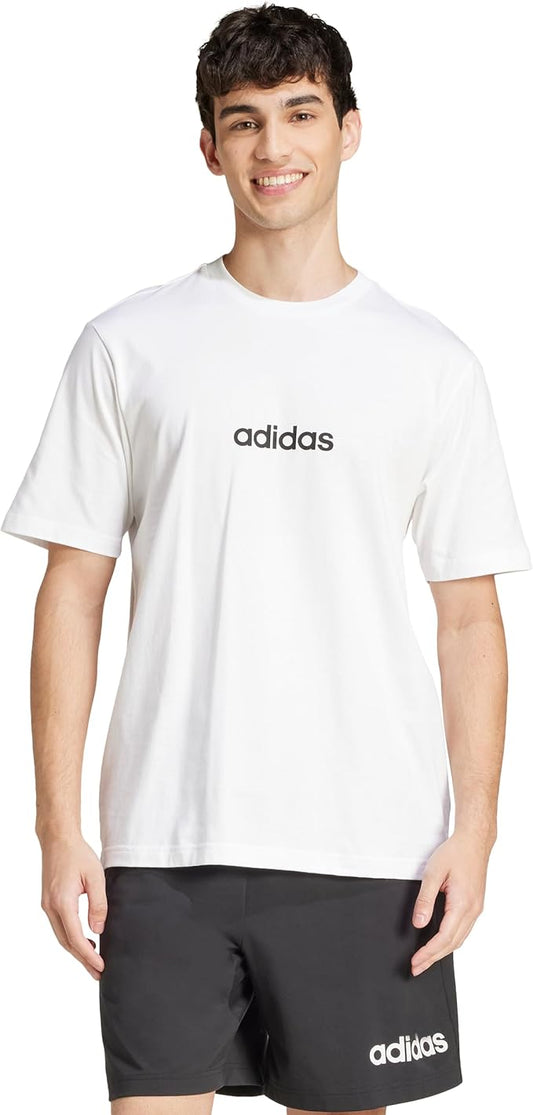 adidas Men's Essentials Linear Single Jersey T-Shirt  White Size L