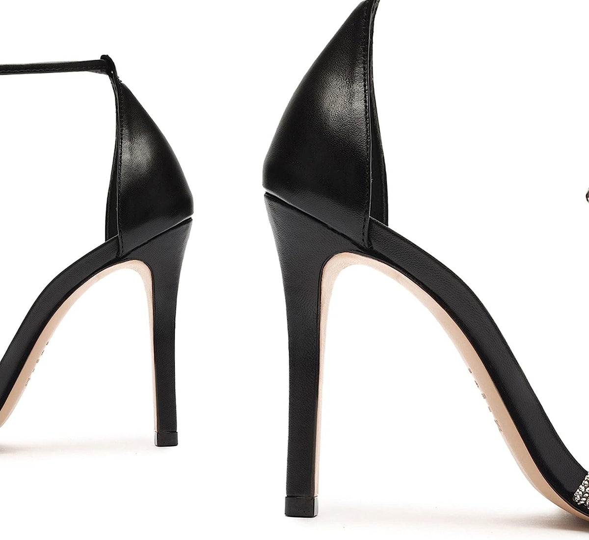 Schutz Andy Embellished Leather Heeled Ankle-Tie Sandals   Color Black/Cristal Size 6.5B