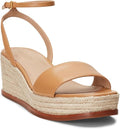 Lauren Ralph Lauren Women's Leona Espadrille Platform Wedge Sandal  Buff Size 6