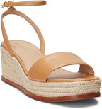 Lauren Ralph Lauren Women's Leona Espadrille Platform Wedge Sandal  Buff Size 6