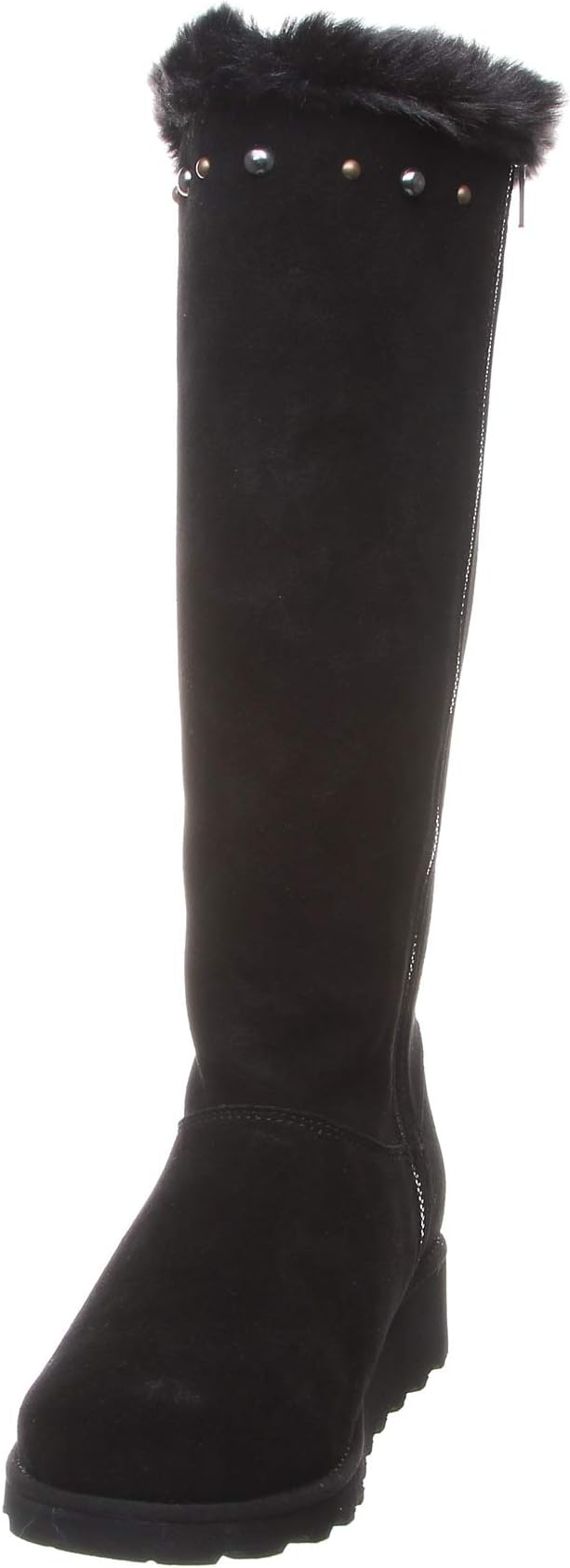 Bearpaw Women's Dorothy Knee High Boots  Black II Suede/Faux Fur Size 5