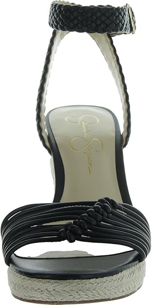 Jessica Simpson Women's Talise Knotted Strappy Platform Wedge Sandal  Black Size 9.5