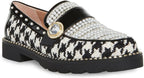 Betsey Johnson Women's Mariam Patent Trim Embellished Loafers  Houndstooth Size 5