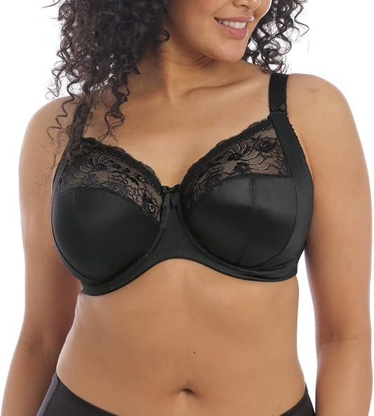 Elomi Full Figure Morgan Underwire Stretch Lace Bra  Black Size 38J