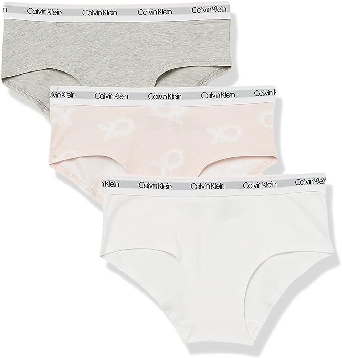 Calvin Klein Girls' Modern Cotton Hipster Underwear, 3-pack  Color Assorted Size S (6/6X)