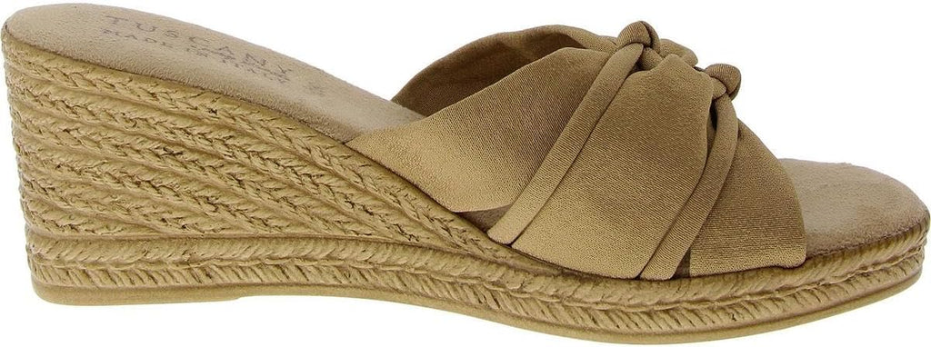 Tuscany by Easy Street Women's Ghita Slip On Wedge Sandal  Natural Crepe Size 8.5
