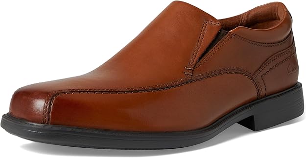 Clarks Men's Collection Dresslite Step Loafer  Dark Tan Leather Size 9.5W