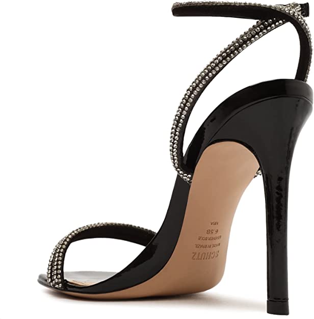 SCHUTZ Altina Glam Sandals  Color Chrystal/Black Size 8.5B
