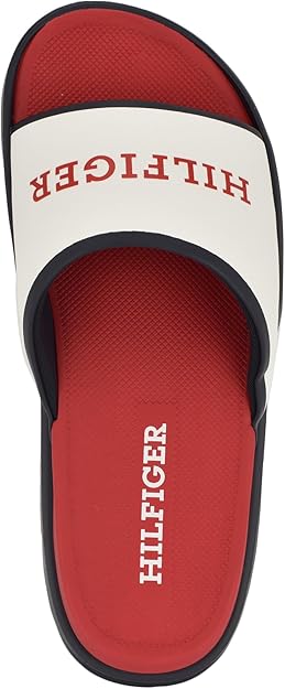 Tommy Hilfiger Men's Marson Slide Sandal  White/Navy Multi Size 8