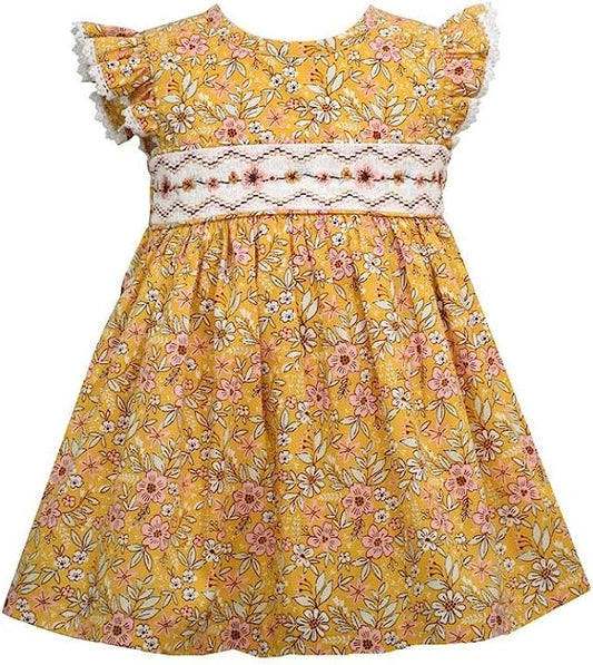 Bonnie Jean Girls Smocked Dress  Color Yellow Size 3-6M