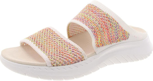 Easy Spirit Women's Davera Open Toe Slip On Slide Sandal  Rainbow Multi/White Size 8