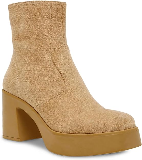 Anne Klein Women's Sierra Faux Suede Platform Ankle Boots  Color Dark Natural Size 7.5M
