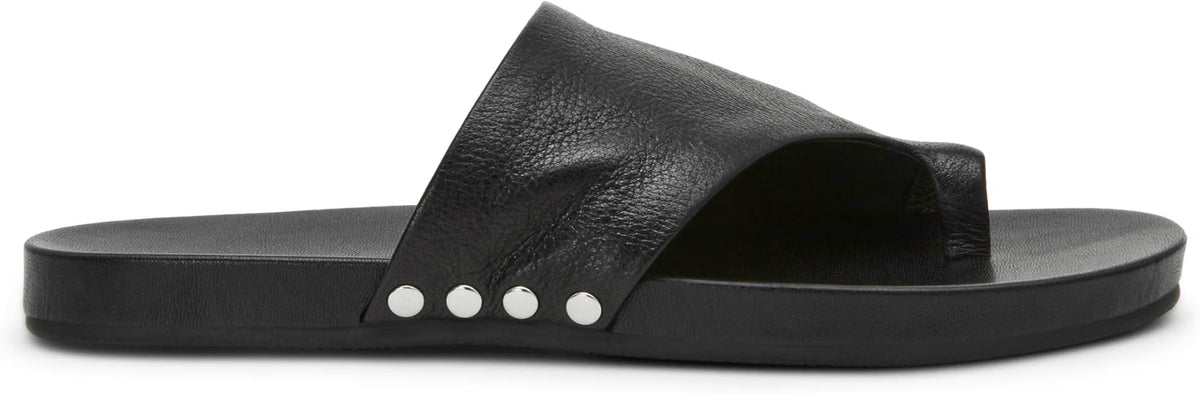 Steve Madden Women's Kessey Hooded Toe-Ring Slip-On Sandals  Black Leather Size 10