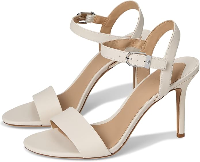 Lauren Ralph Lauren Women's Gwen Ankle-Strap Dress Sandals  Soft White Size 5.5