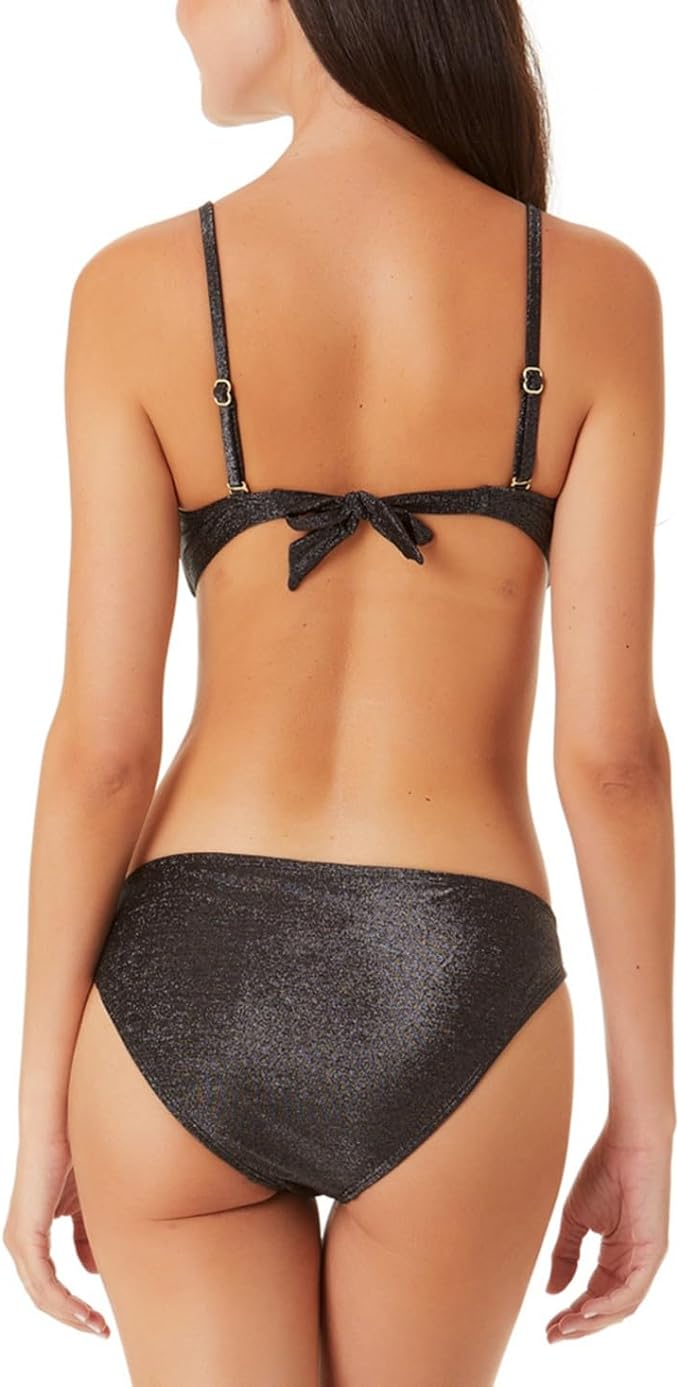 California Waves Juniors Metallic Shine Bandeau Bikini Top  Color Black Size XS