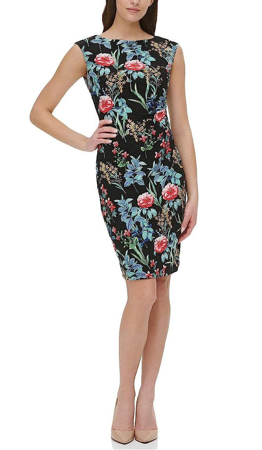 Tommy Hilfiger Floral-Print Jersey Sheath Dress  Color Black Floral Size 8