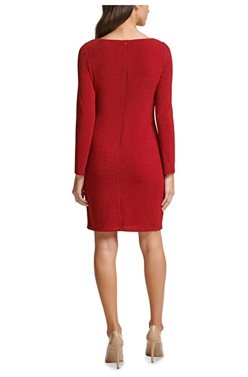 Jessica Howard Plus Size Ruched-Side Sheath Dress  Color Red Size 14W