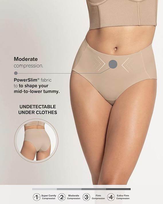 Leonisa Mid-Rise Moderate Compression Classic Underwear  Light Beige Size M