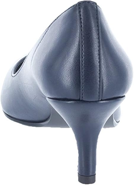 Easy Street Womens Chiffon Pointed Toe Kitten Pumps  Navy Size 9W
