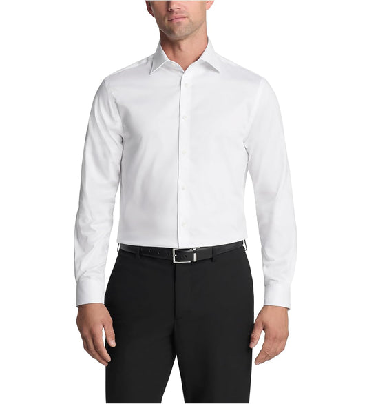 Michael Kors Men's Comfort Stretch Regular-Fit Dress Shirt  White Size L 16 32/33