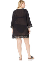 La Blanca V-Neck Tunic Swimsuit Cover Up  Color Black Size S