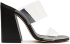 SCHUTZ Victorie High Block Sandals  Color Black/Clear Size 5.5B