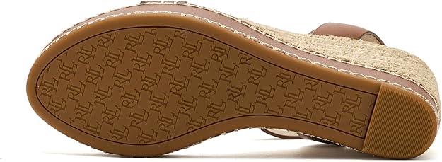 Lauren Ralph Lauren Women's Hilarie Espadrille Platform Wedge Sandals  Lauren Tan Size 8
