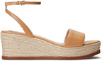 Lauren Ralph Lauren Women's Leona Espadrille Platform Wedge Sandal  Buff Size 6