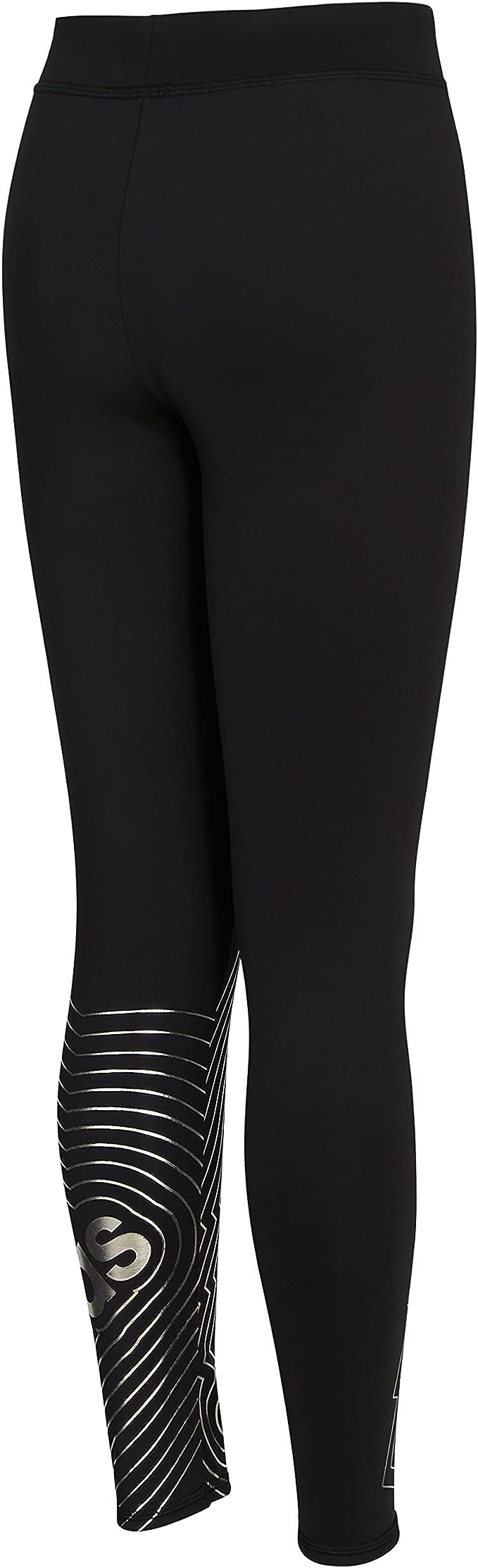 adidas Girls Glam Graphic Tights  Color Black/Silver-Tone Size XL (18-20)