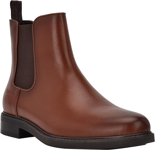 Calvin Klein Men's Fenwick Pull On Chelsea Boot  Color Cognac Size 11M