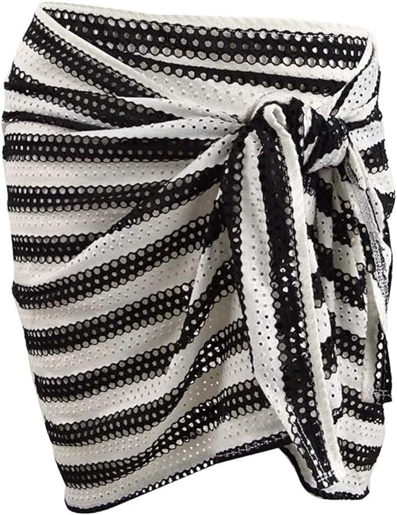 Calvin Klein Crocheted Sarong Cover-Up  Color Black/White One Size