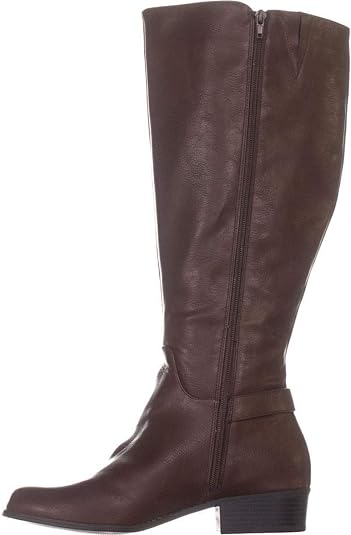 Alfani Kallumm Almond Toe Knee High Fashion Boots  Cognac Size 8 Wide Calf